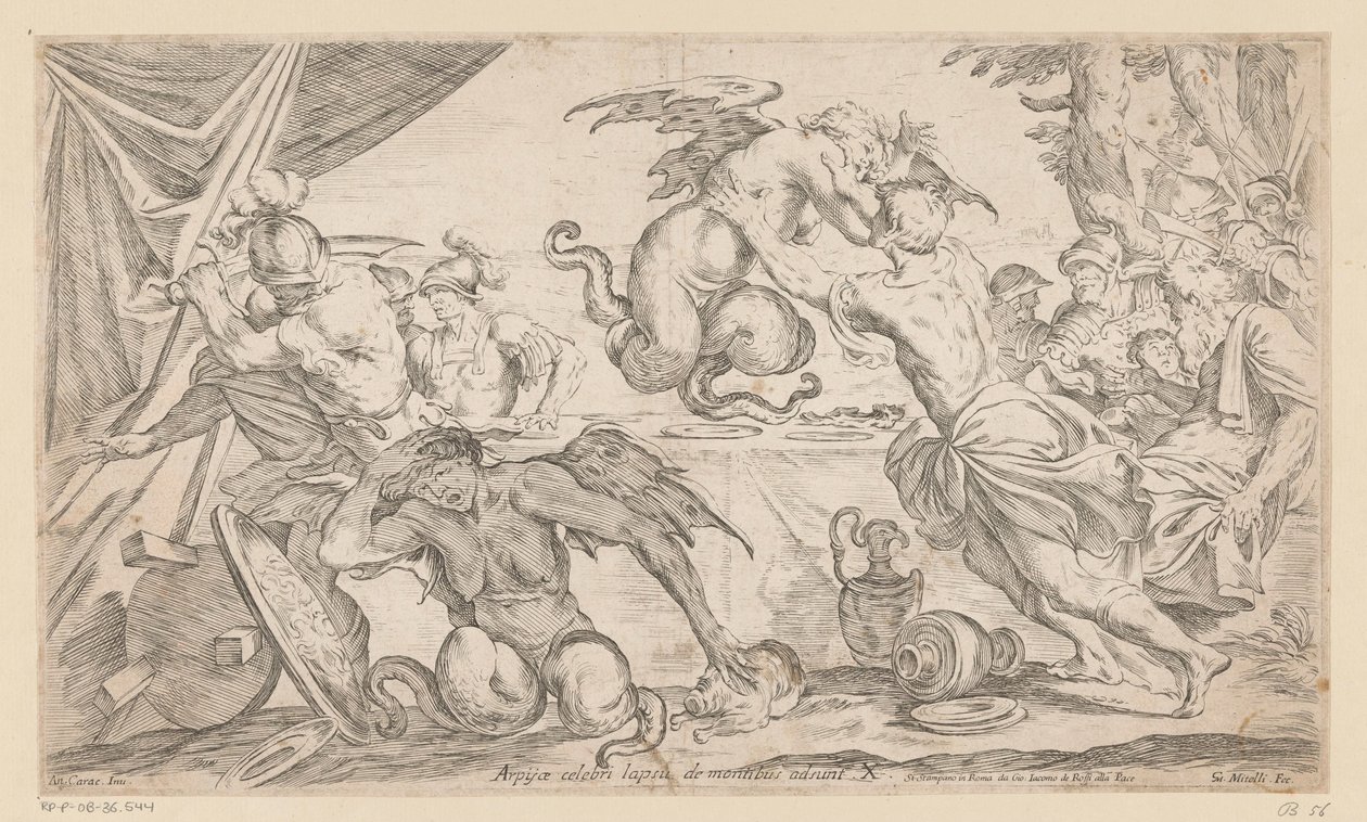 Aeneas och hans följeslagare slåss mot Harpies Arpijae celebri lapsu de montibus adsunt (titel på objekt) Wanderings of Aeneas (serietitel) L