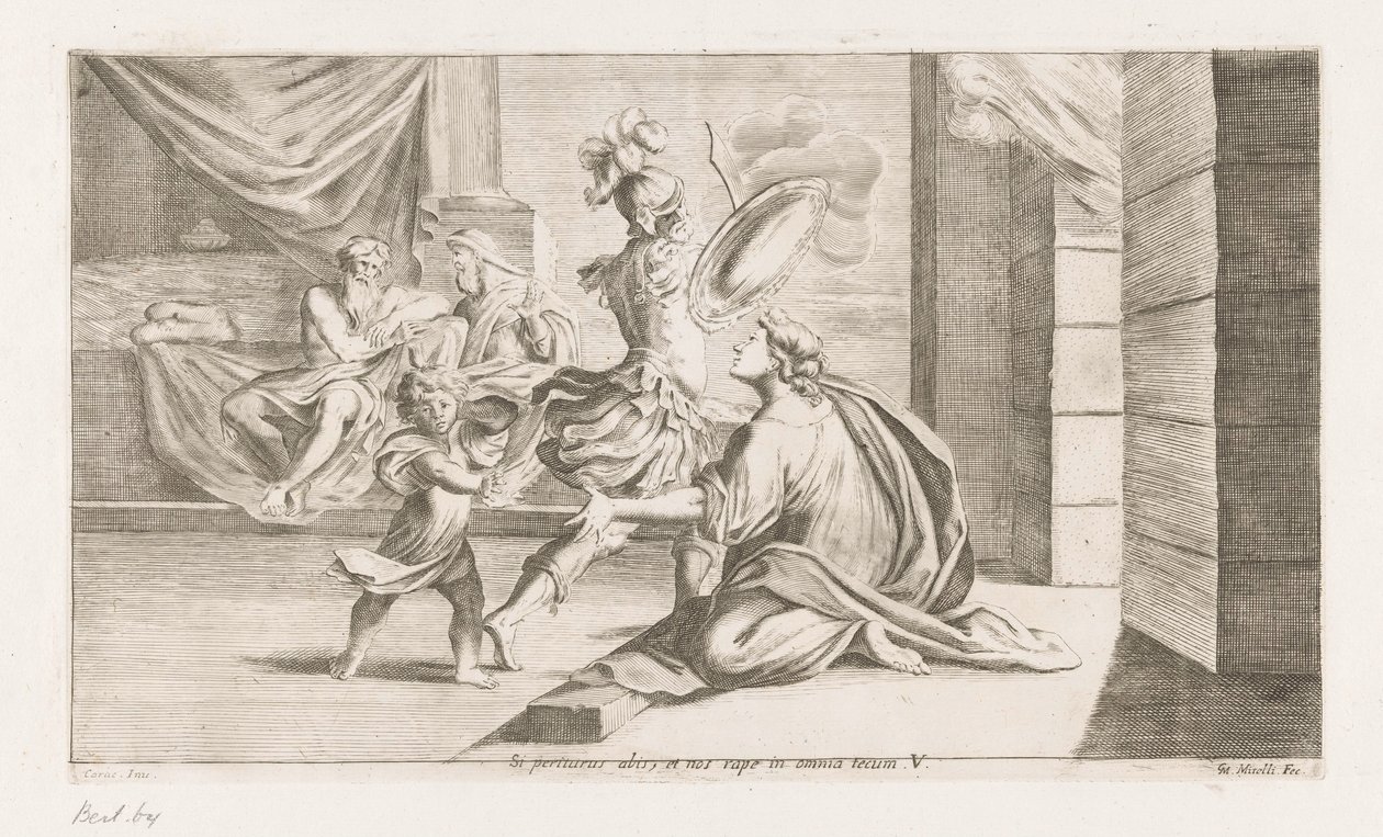 Aeneas avgår voor de strijd Om du är på väg att gå under, kommer du att gå och hänföra oss i allt (titel på objekt) Omzwervingen van Aeneas (serietitel) L