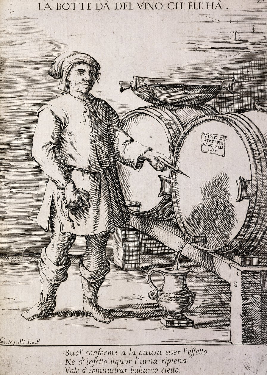 Fat som ger vin som innehåller, Ordspråk av Giuseppe Maria Mitelli