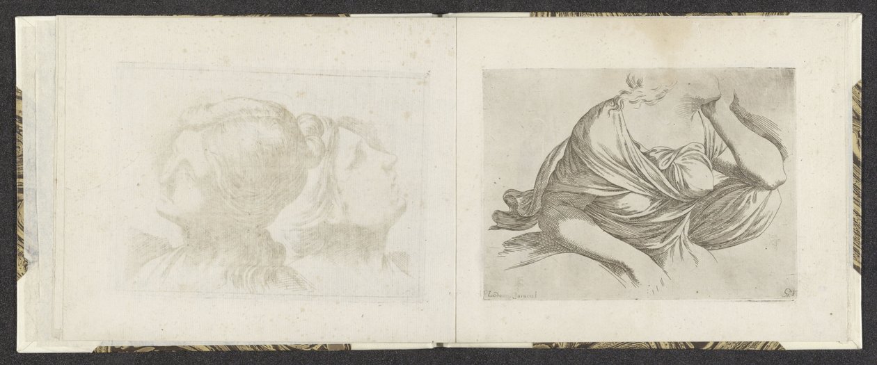 En kvinnas överkropp Ritningsexempel (serietitel) Mitelli intaglio (serietitel) av Giuseppe Maria Mitelli