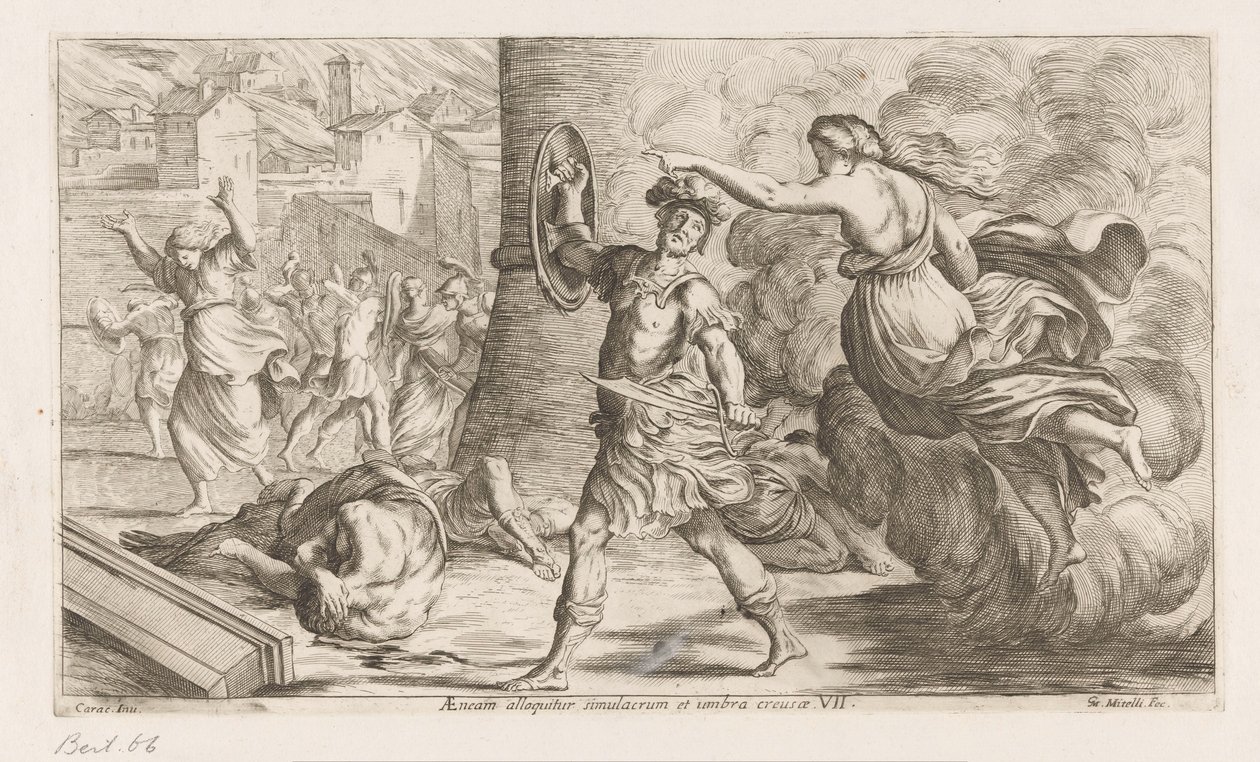 Geest van Creüsa verhitt aan Aeneas Aeneas tilltalas av bilden och skuggan av ihåligheten (titel på objekt) Omzwervingen van Aeneas (serietitel) L