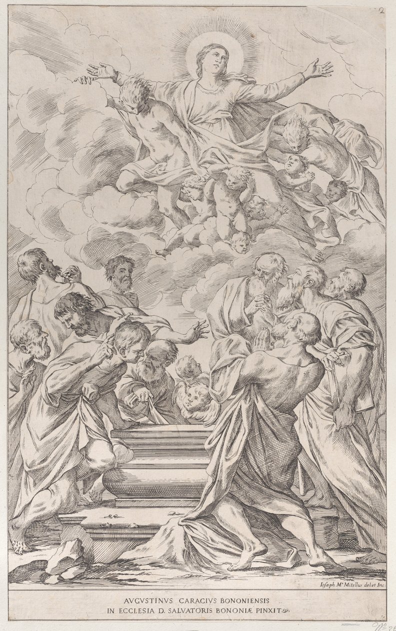 Plåt 2: Jungfruns antagande, 1678. av Giuseppe Maria Mitelli