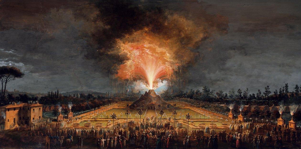 Firande på Cascine för att hedra Ferdinand III, vulkan på natten av Giuseppe Maria Terreni