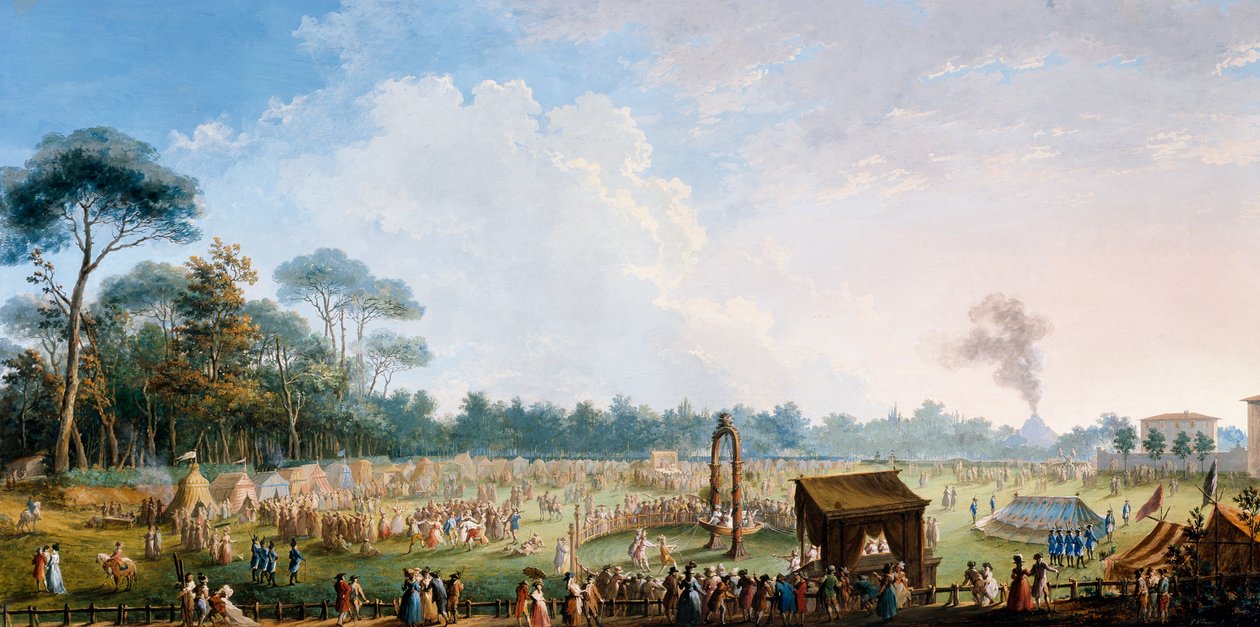 Firande på Cascine för att hedra Ferdinand III, Spel på den stora ekens äng av Giuseppe Maria Terreni
