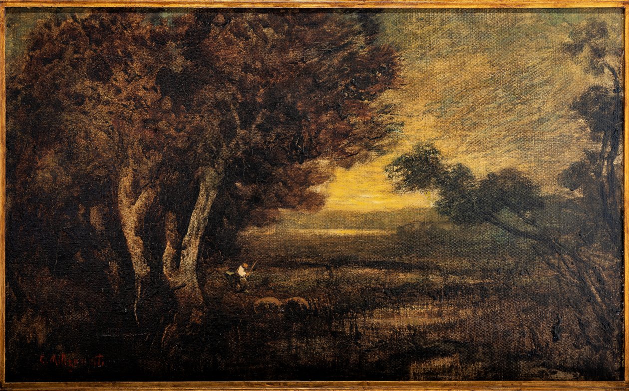 Landskap med figur (olja på duk) av Giuseppe Miti Zanetti