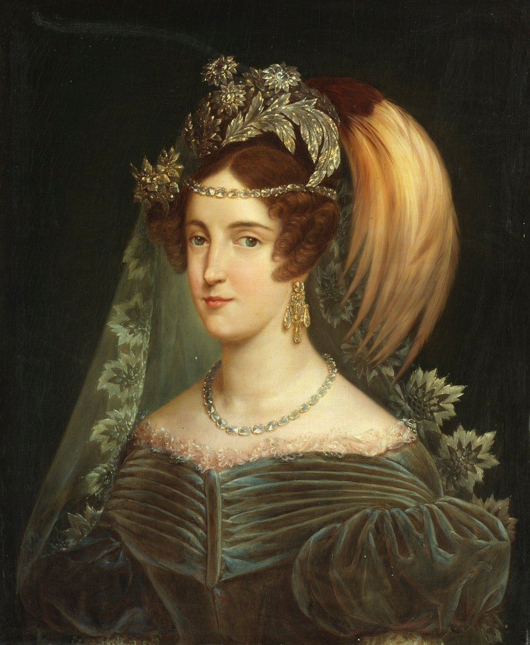Porträtt av Maria Cristina av Savojen 1812-1836, drottning av de två Sicilierna, 1830. av Giuseppe Navarra