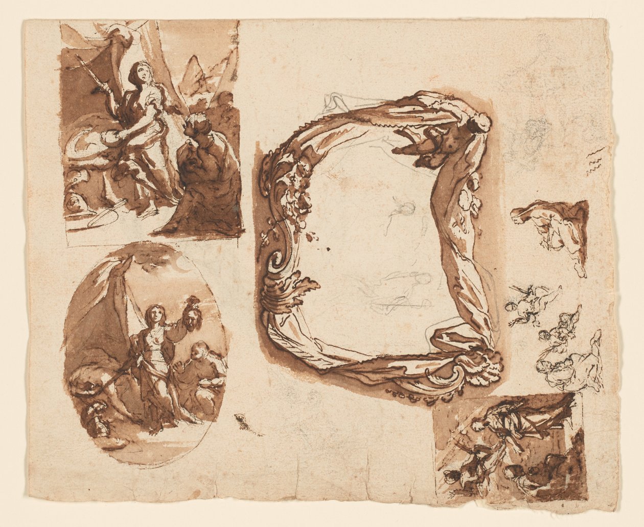 Judith och Holofernes och andra studier (recto); Diana och Endymion (verso) av Giuseppe Nicola Nasini