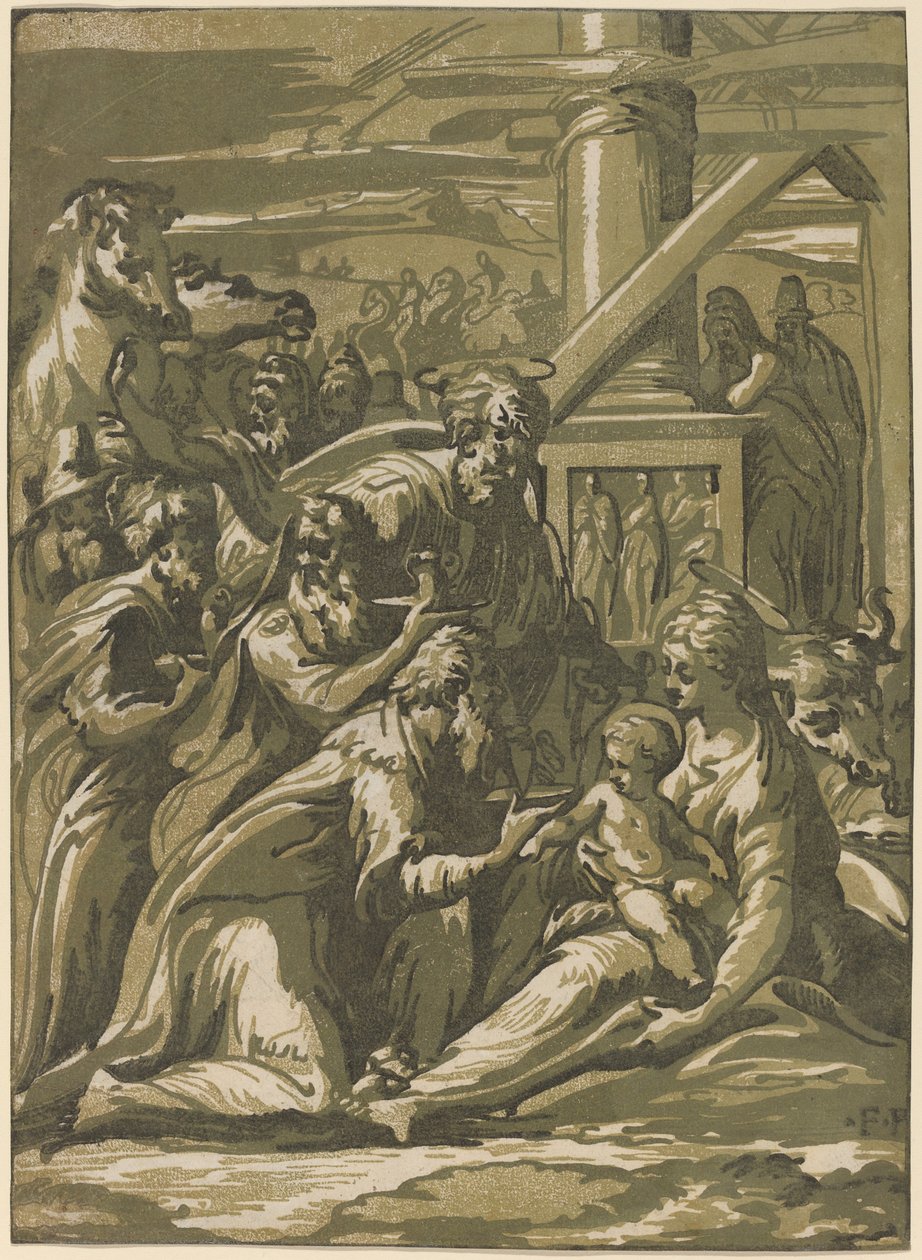Tillbedjan av Magi av Giuseppe Nicolo Vicentino, after Parmigianino