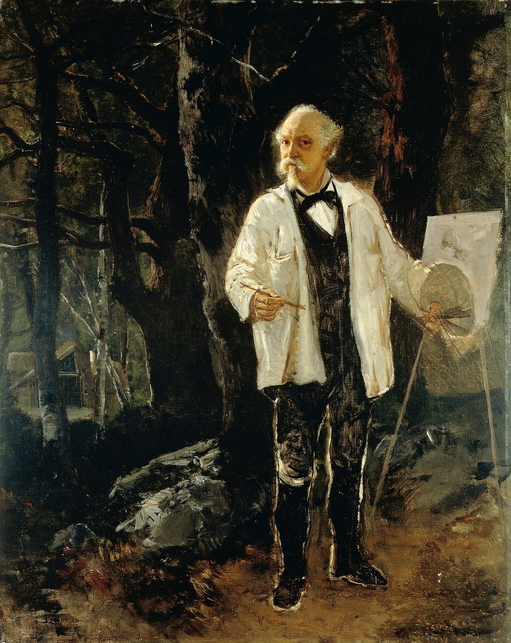 Självporträtt i Forest of Fontainebleau (olja på duk) av Giuseppe Palizzi