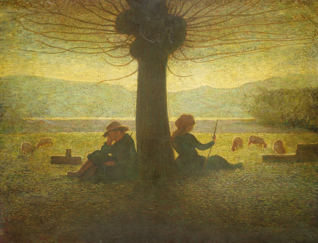 En herde och herdinna vilar under ett träd, c.1905 av Giuseppe Pellizza da Volpedo