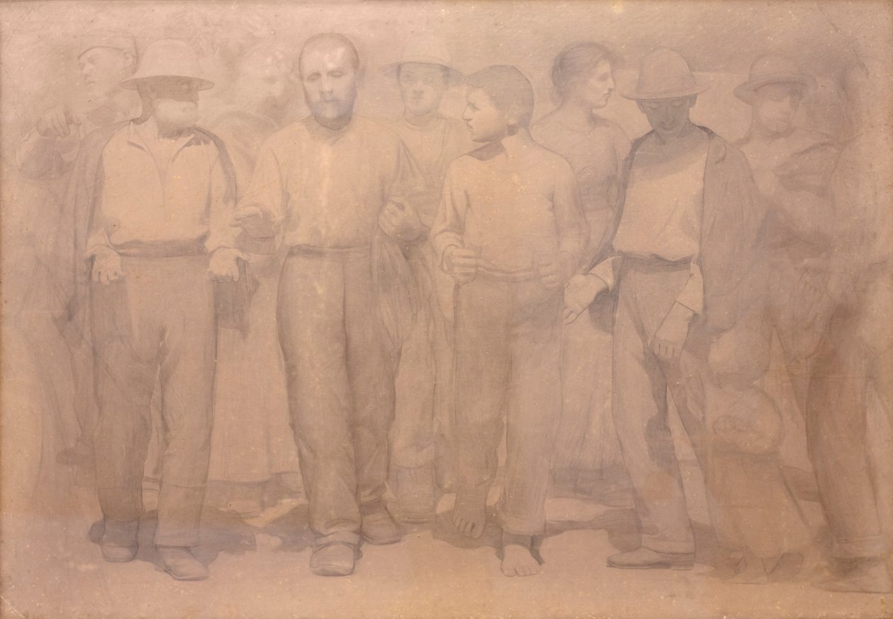 Tecknad film för den fjärde staten av Giuseppe Pellizza da Volpedo