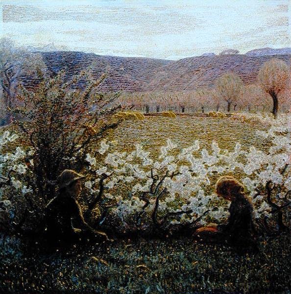 Field in Bloom (olja på duk) av Giuseppe Pellizza da Volpedo