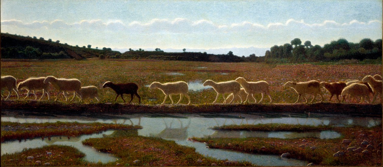 Livets spegel Målning av Giuseppe Pellizza da Volpedo (1868-1907) 1895-1898 Mått 291x132 cm Turin, Civic Gallery of Modern and Contemporary Art av Giuseppe Pellizza da Volpedo