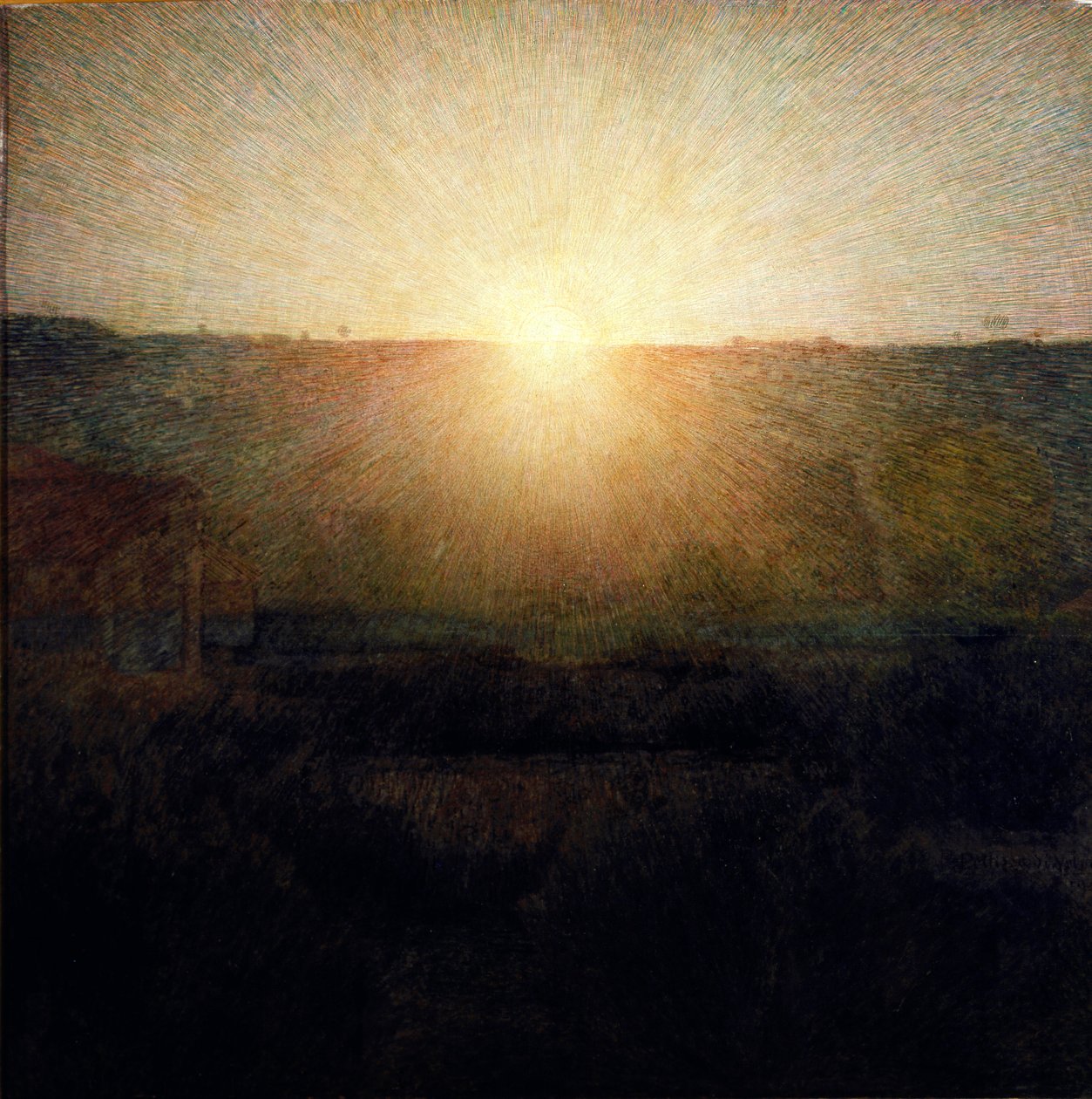 The Rising Sun-målning av Giuseppe Pellizza da Volpedo (1868-1907) 1904 Dim.155x155 cm Roms galleri för modern konst av Giuseppe Pellizza da Volpedo
