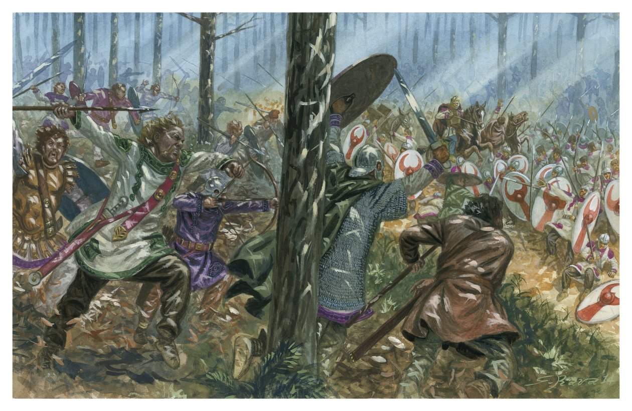Bagaudiskt bakhåll mot en romersk legion i Gallien av Giuseppe Rava