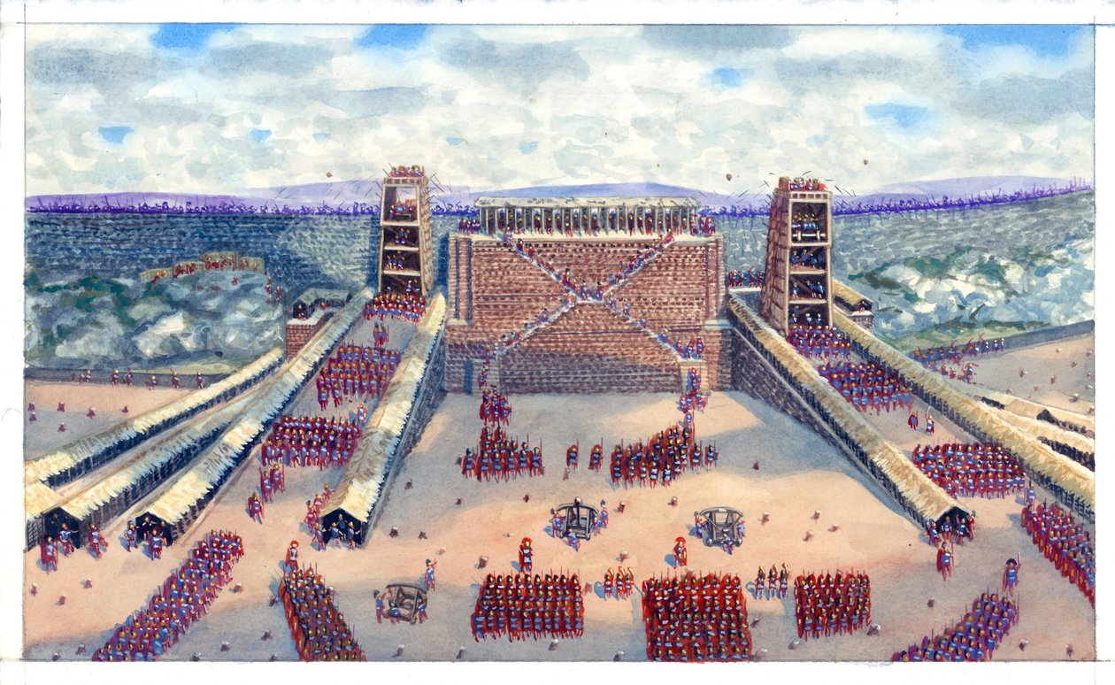 Slaget vid Avaricum av de romerska legionerna under de galliska krigen av Giuseppe Rava
