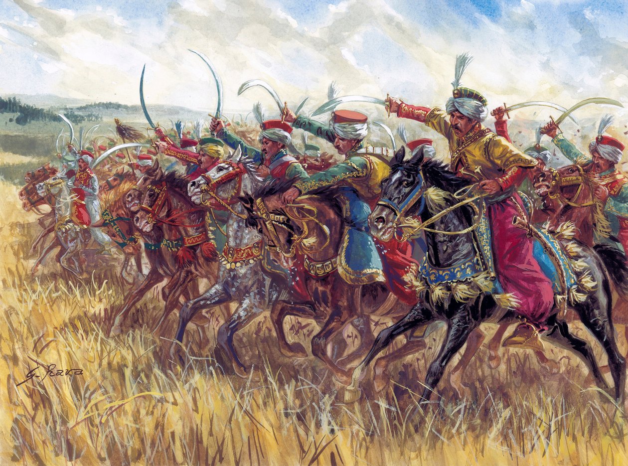Första imperiet: Napoleon I:s mamlukiska kavalleri anfaller - Första imperiet: Napoleon I:s mamlukiska kavalleri anfaller - Illustration av Giuseppe Rava av Giuseppe Rava