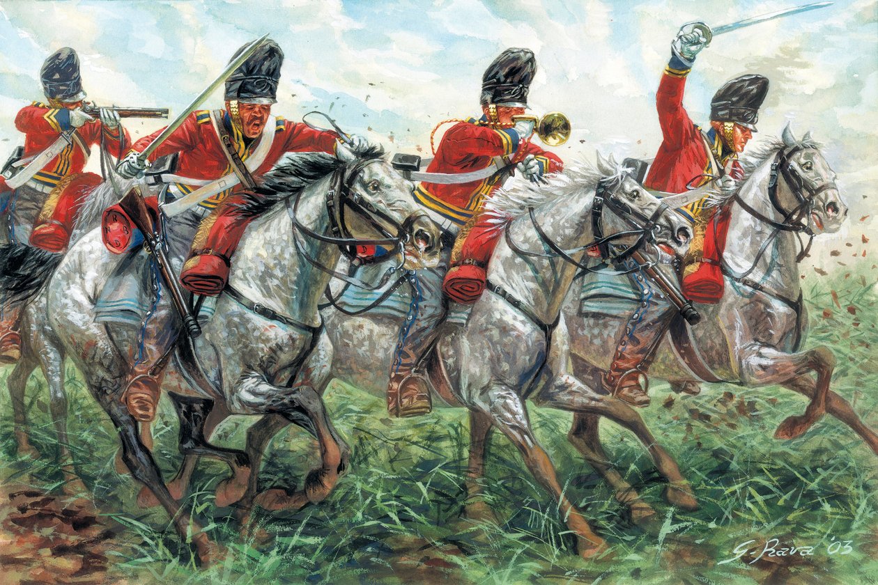 Första kejsardömet: Anfallet av Royal Scots Greys, skotska dragonregementet, en Waterloo av Giuseppe Rava