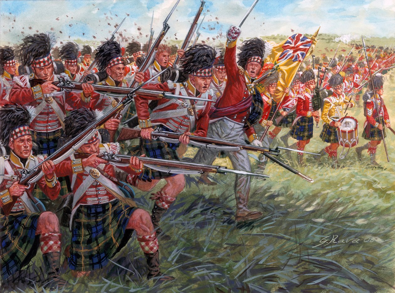 Första imperiet: Det skotska infanteriets anfall i slaget vid Waterloo av Giuseppe Rava