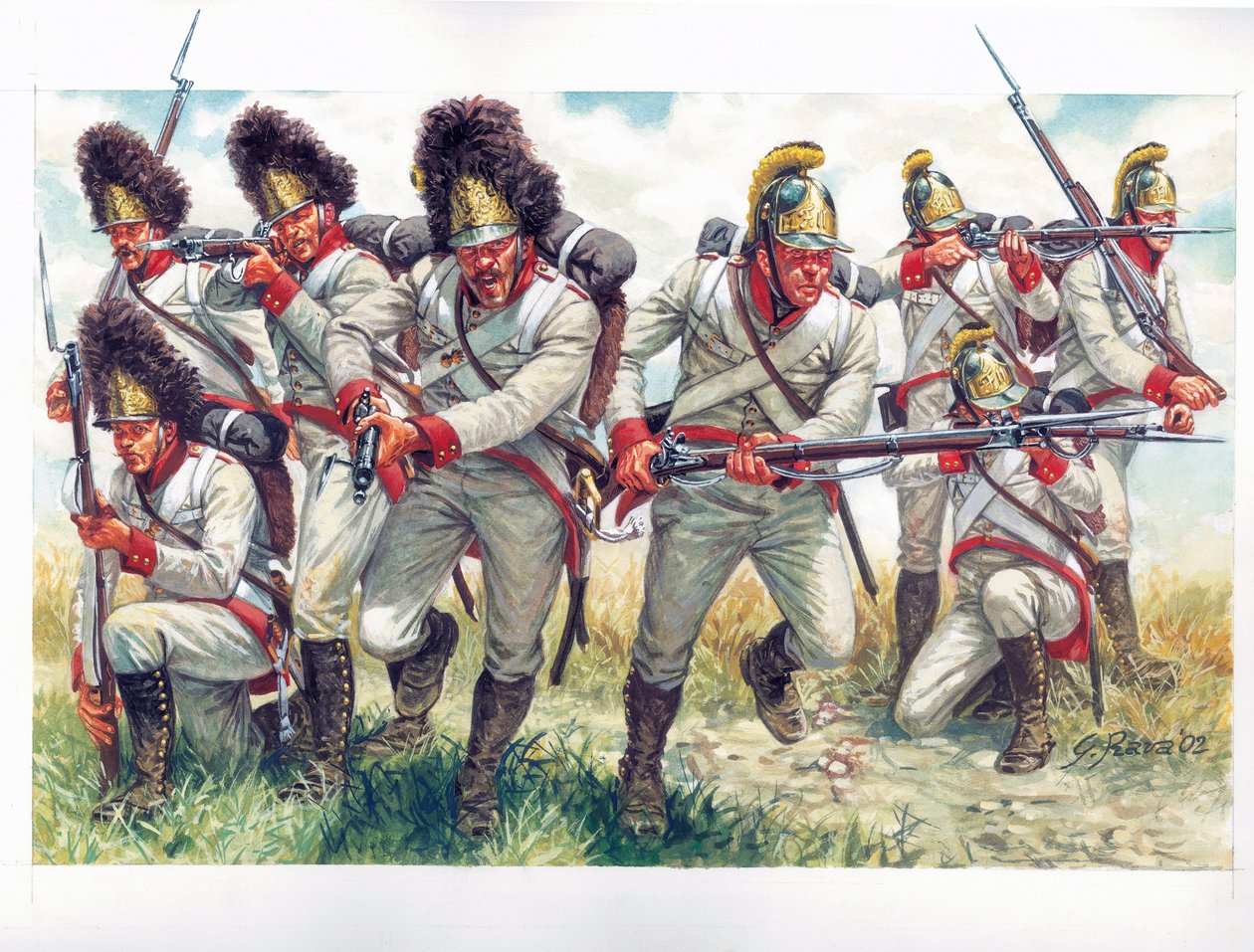 Första imperiet: Grenadjärer från det österrikiska infanteriet 1809 - Första kejsardömet: grenadjärer från det österrikiska infanteriet 1809 - Illustration av Giuseppe Rava av Giuseppe Rava