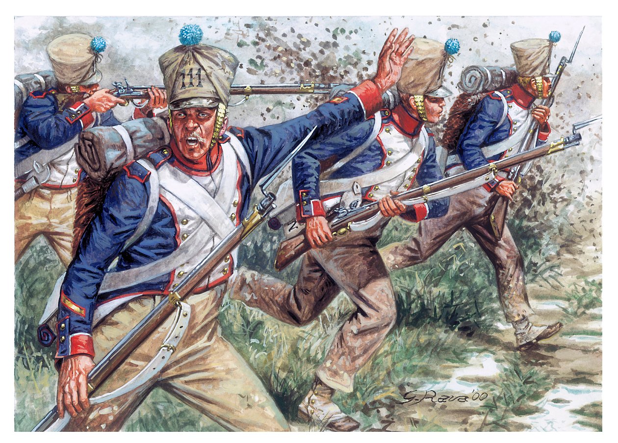 Första imperiet: "soldater från det 111:a infanteriregementet" Första imperiet: det 111:e infanteriregementet - Illustration av Giuseppe Rava av Giuseppe Rava