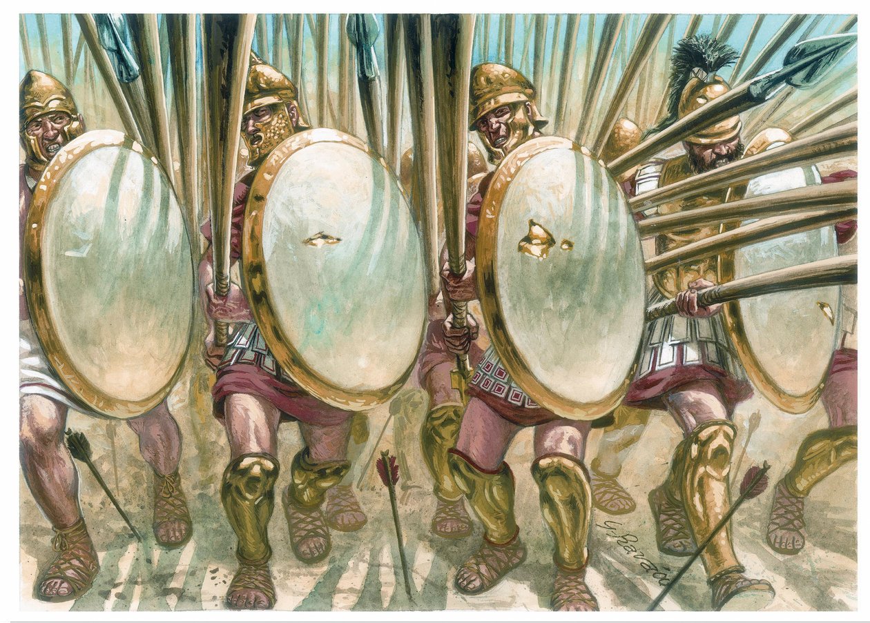 Kungariket Makedonien: Makedoniska falangister - Makedoniska falangister - Illustration av Giuseppe Rava av Giuseppe Rava