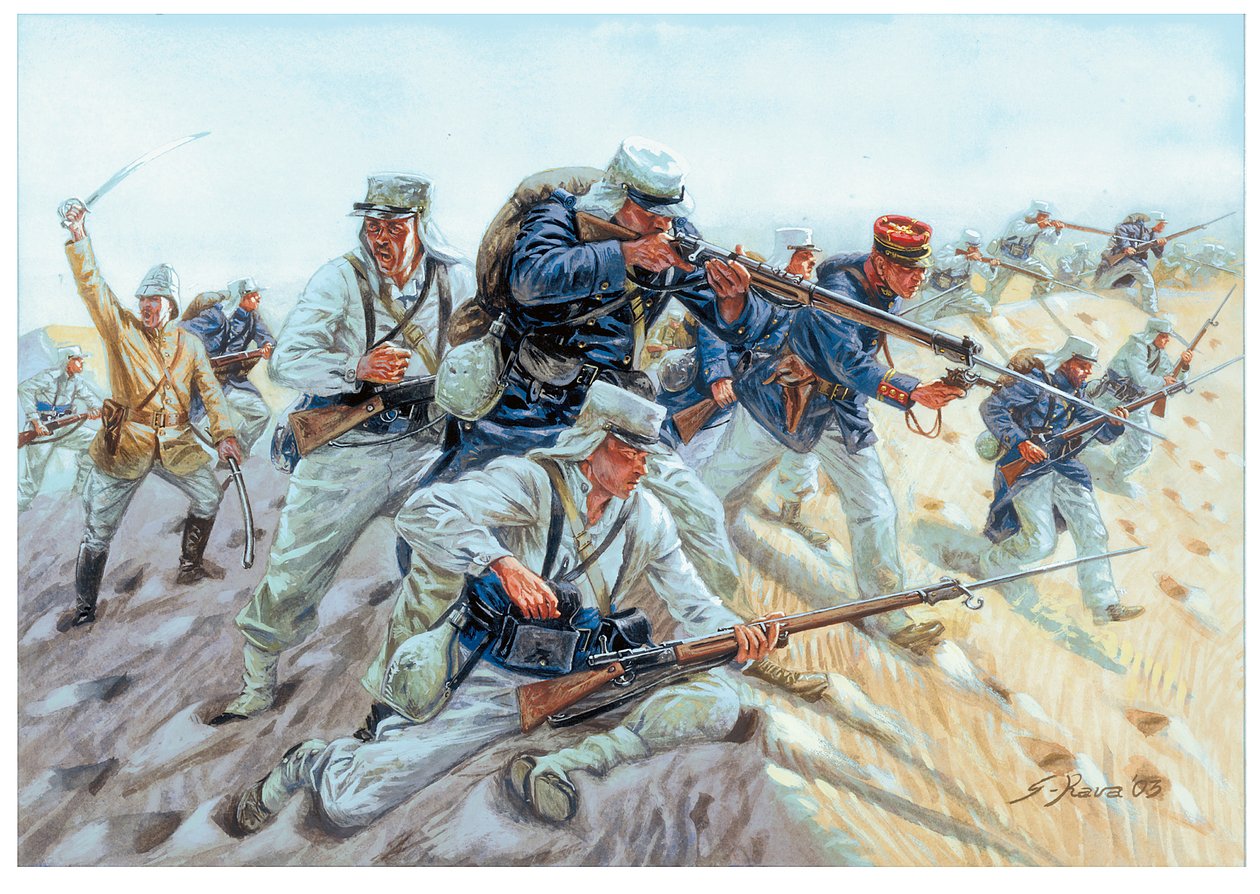 Marche ou creve Soldiers de la Legion etrangere francaise - Franska främlingslegionen: "marschera eller dö" Illustration av Giuseppe Rava av Giuseppe Rava