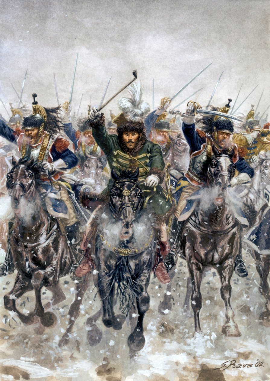 Kampanjen mellan Preussen och Polen: Joachim Murat (1767-1815) i spetsen för kavalleriet vid slaget vid Eylau den 8 februari av Giuseppe Rava