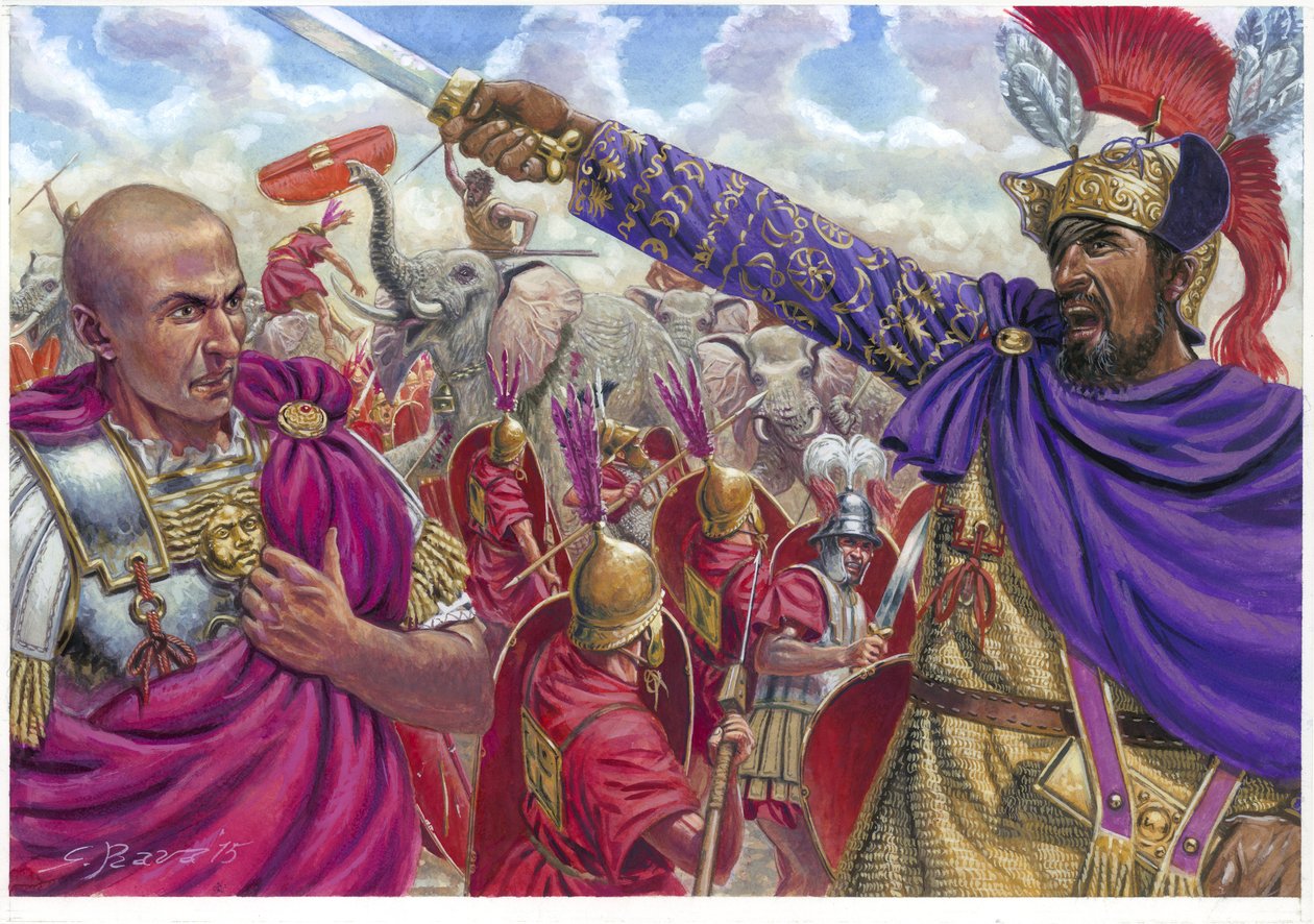 Scipio Africanus och Hannibal - Illustration av Giuseppe Rava av Giuseppe Rava