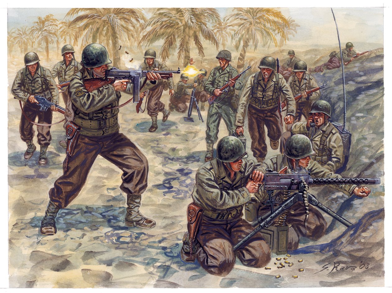 Andra världskriget, Tunisienkampanjen: Amerikansk infanterioffensiv i slaget om Tunisien av Giuseppe Rava