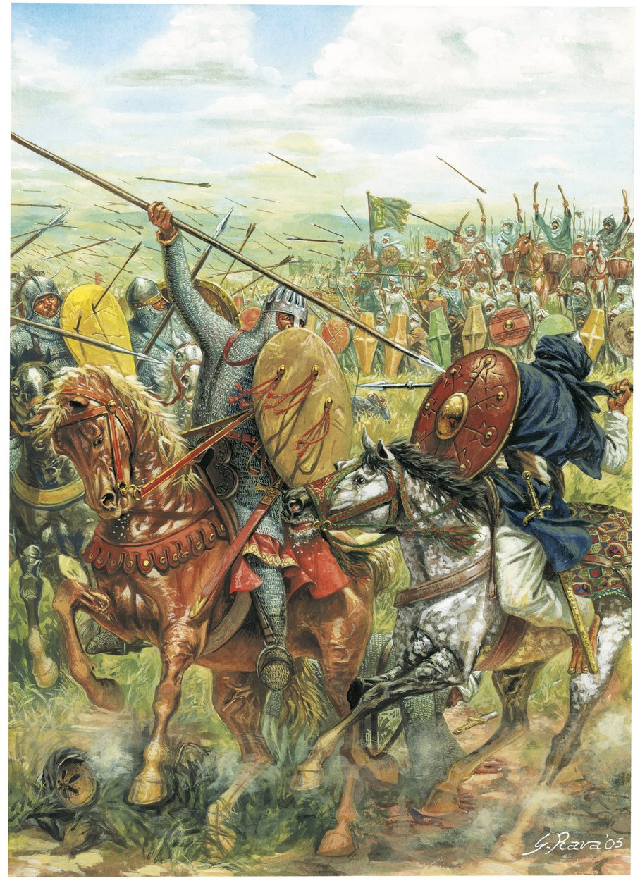 Den kristne legosoldaten och riddaren Rodrigo Ruiz de Vivar, säger Le Cid (illustration) av Giuseppe Rava
