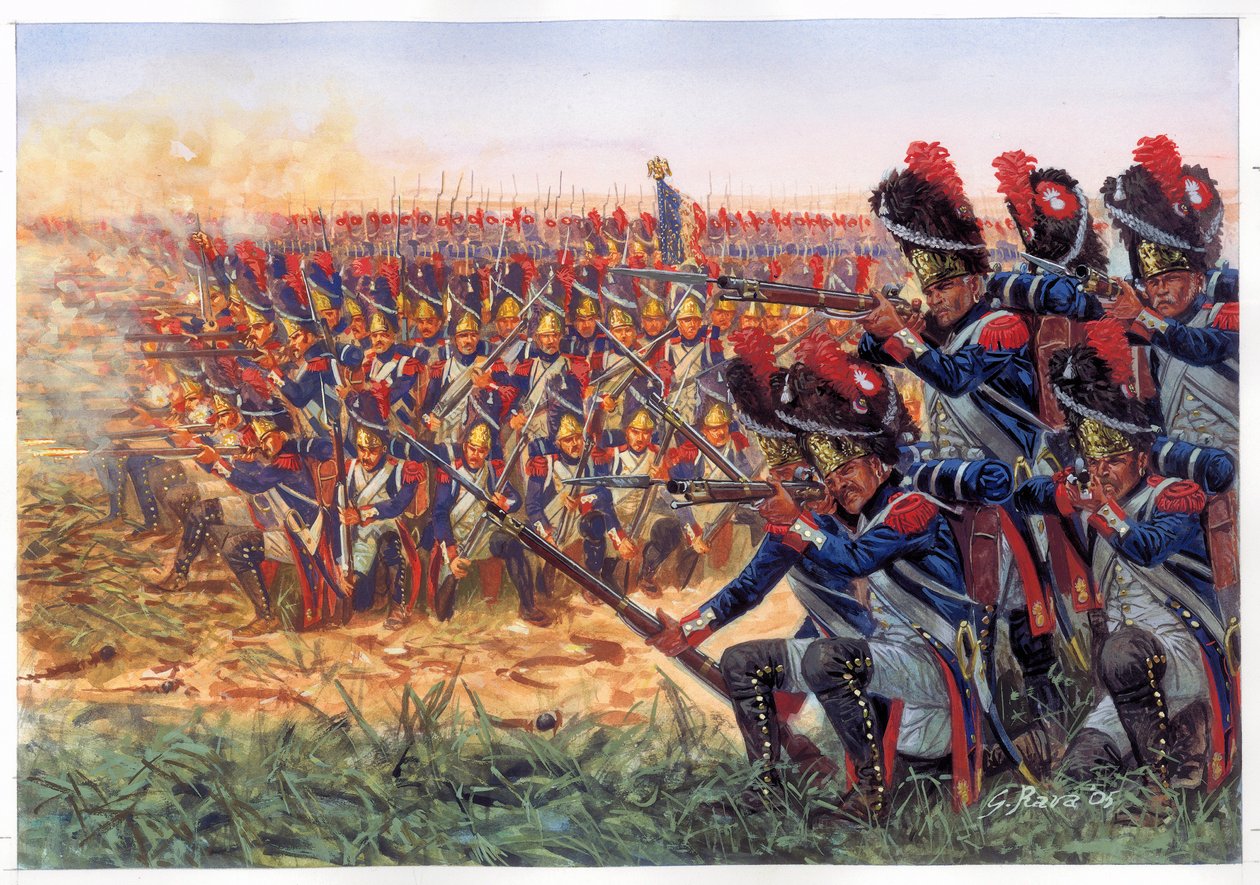 Napoleon I:s (1769-1821) kejserliga garde vid slaget vid Waterloo av Giuseppe Rava