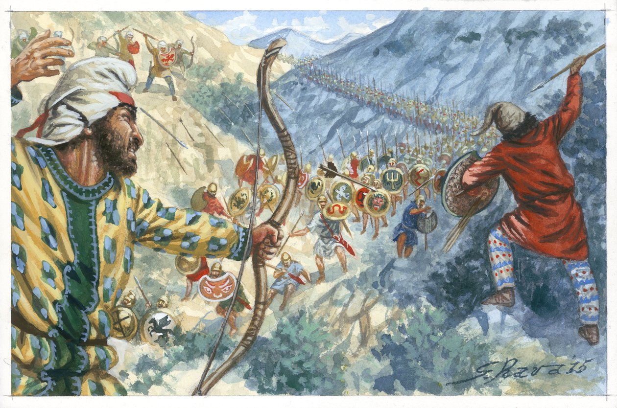 De tiotusen (styrkan av legosoldater), huvudsakligen grekiska, som användes av Cyrus den yngre för att försöka erövra tronen i det persiska riket Artaxerxes II av Giuseppe Rava