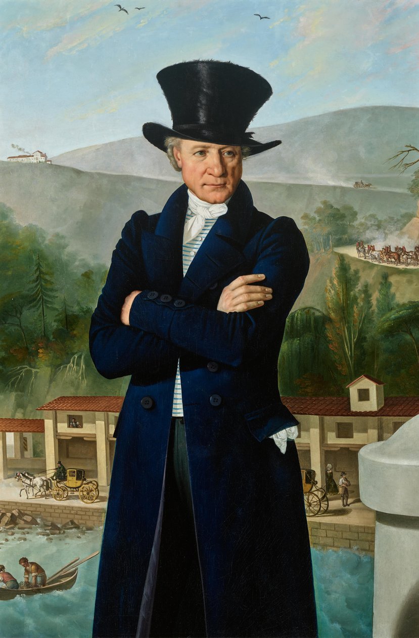 Åkeriföretaget Paolo Preinitsch (Rosegg 1762 - 1840 Trieste) i Triestes hamn av Giuseppe Tominz