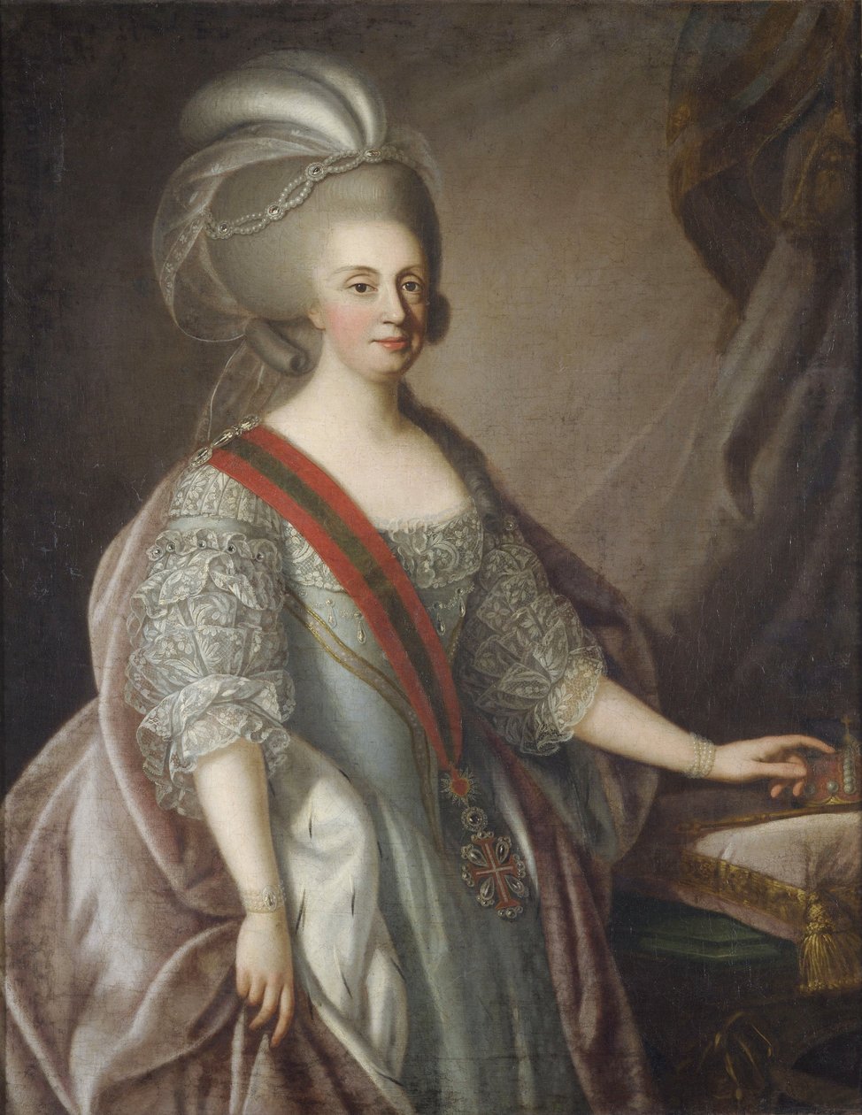 Drottning Marie I av Portugal, kallad den fromma (eller galna) - Drottning Maria I av Portugal (1734-1816), av Troni, Giuseppe (1739-1810). olja på duk av Giuseppe Troni