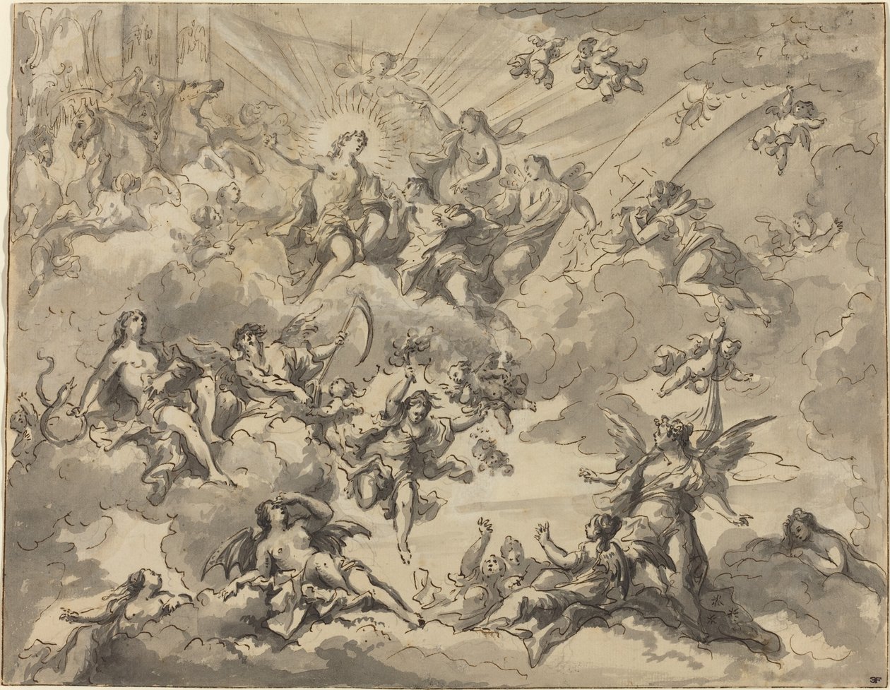 Apollon och muserna av Giuseppe Valeriani