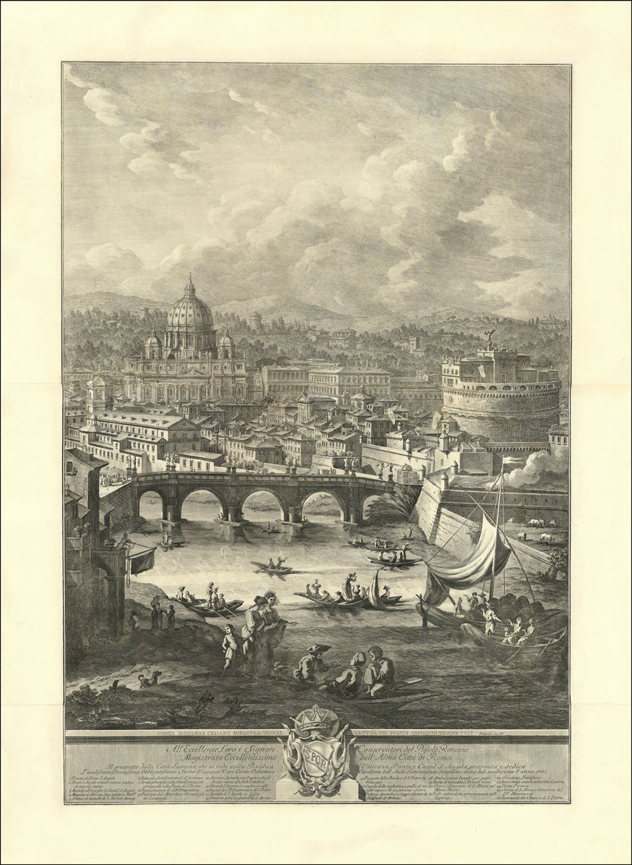 Prospektet över den Leoninska staden, som kan ses med Vatikanbasilikan, bron och Castel S. Angelo av Giuseppe Vasi