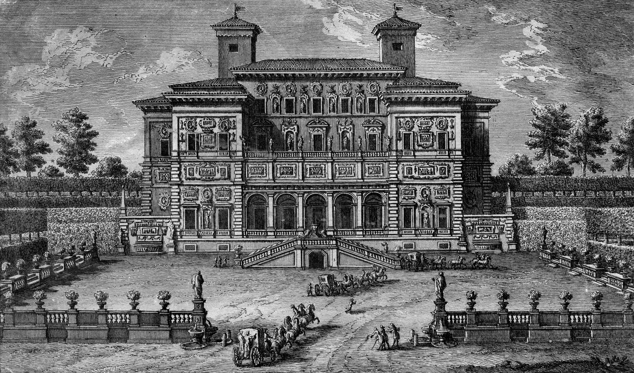 Kasinot och Villa Borghese, nära Rom, 1700-talet. av Giuseppe Vasi