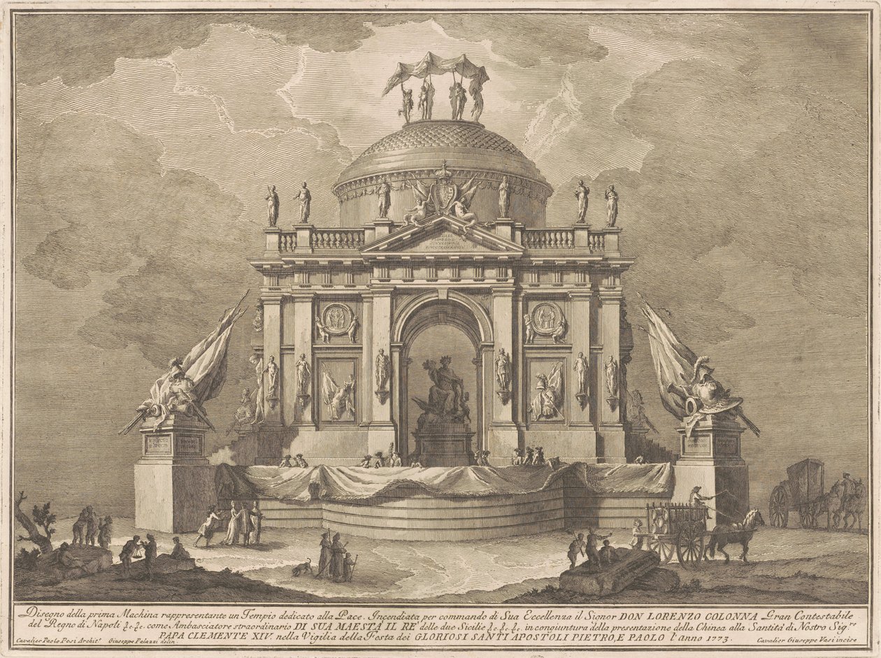 The Prima Macchina for the Chinea of 1773: The Temple of Peace, 1773. av Giuseppe Vasi