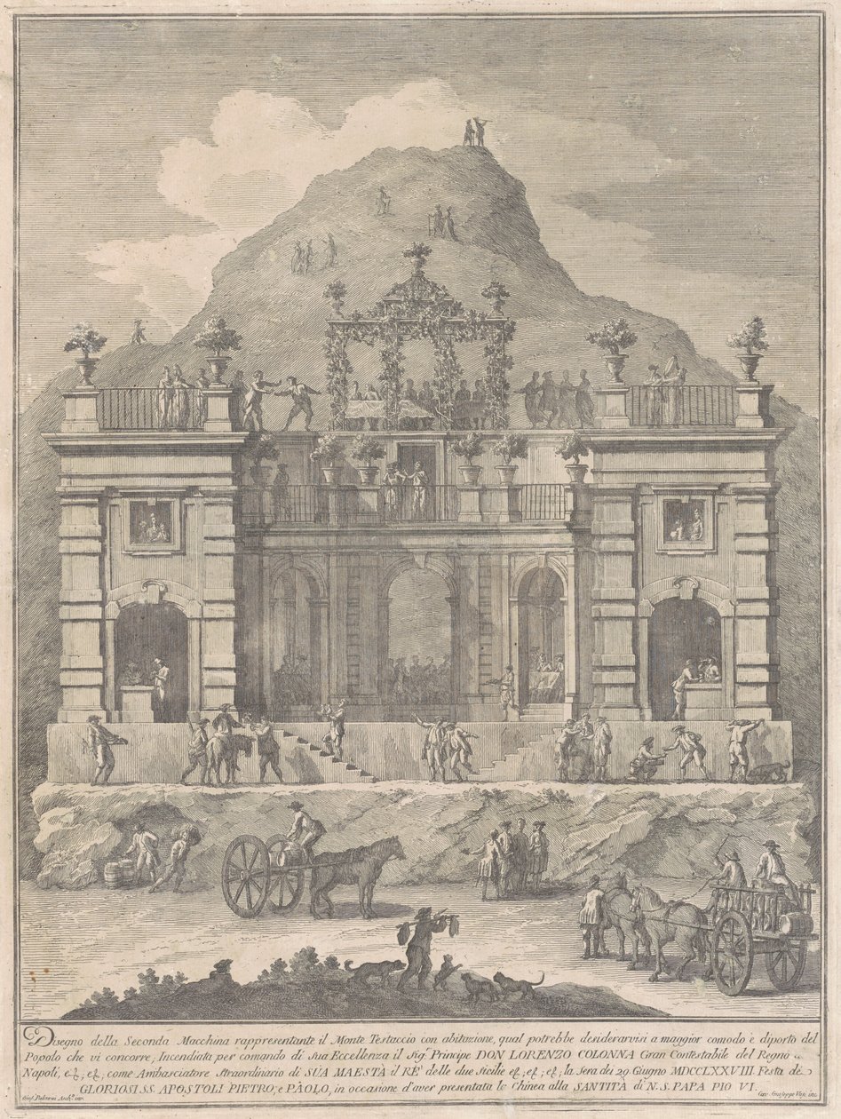 Den andra maskinen för Kina 1778: En bostad nära Monte Testaccio av Giuseppe Vasi, after Giuseppe Palazzi