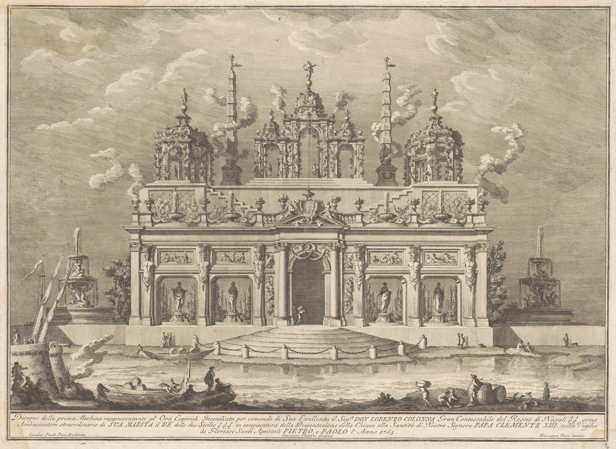 Prima Macchina för Kina från 1765: Hesperidernas trädgård av Giuseppe Vasi, after Giuseppe Palazzi, after Paolo Posi
