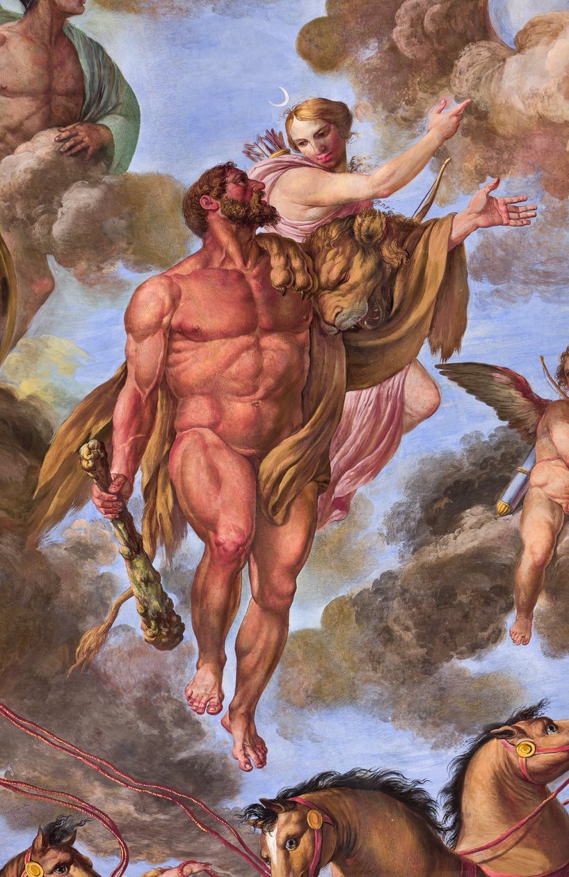 Detalj som representerar Artemis, Herkules apoteos av Giuseppe Velasco