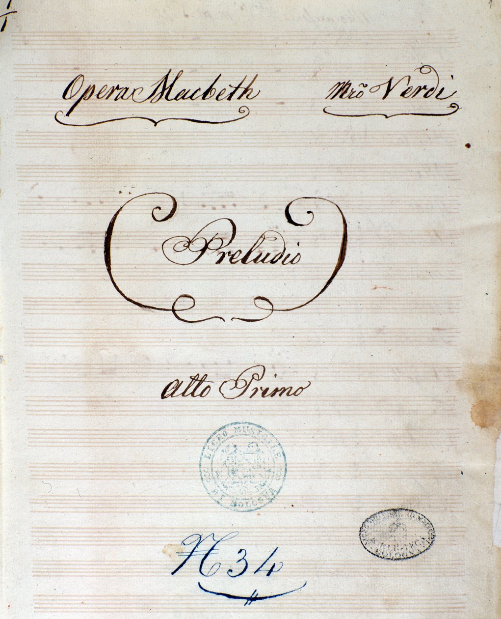 Första sidan av originalmusiken från Macbeth-operan av Giuseppe Verdi av Giuseppe Verdi