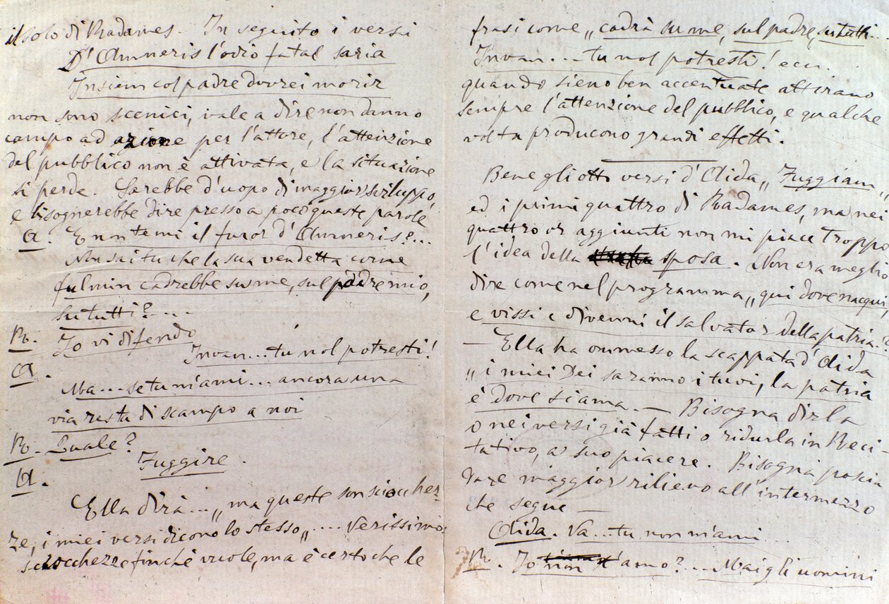 Handskrivet brev från Giuseppe Verdi till Aida librettos författare Antonio Ghislanzoni av Giuseppe Verdi