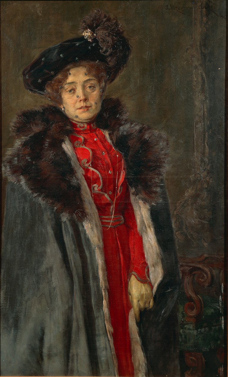 Porträtt av fru av Giuseppe Vizzotto Alberti, olja på duk av Giuseppe Vizzotto Alberti