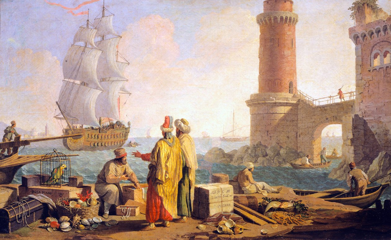 Utsikt över hamnen i Livorno av Giuseppe Zocchi