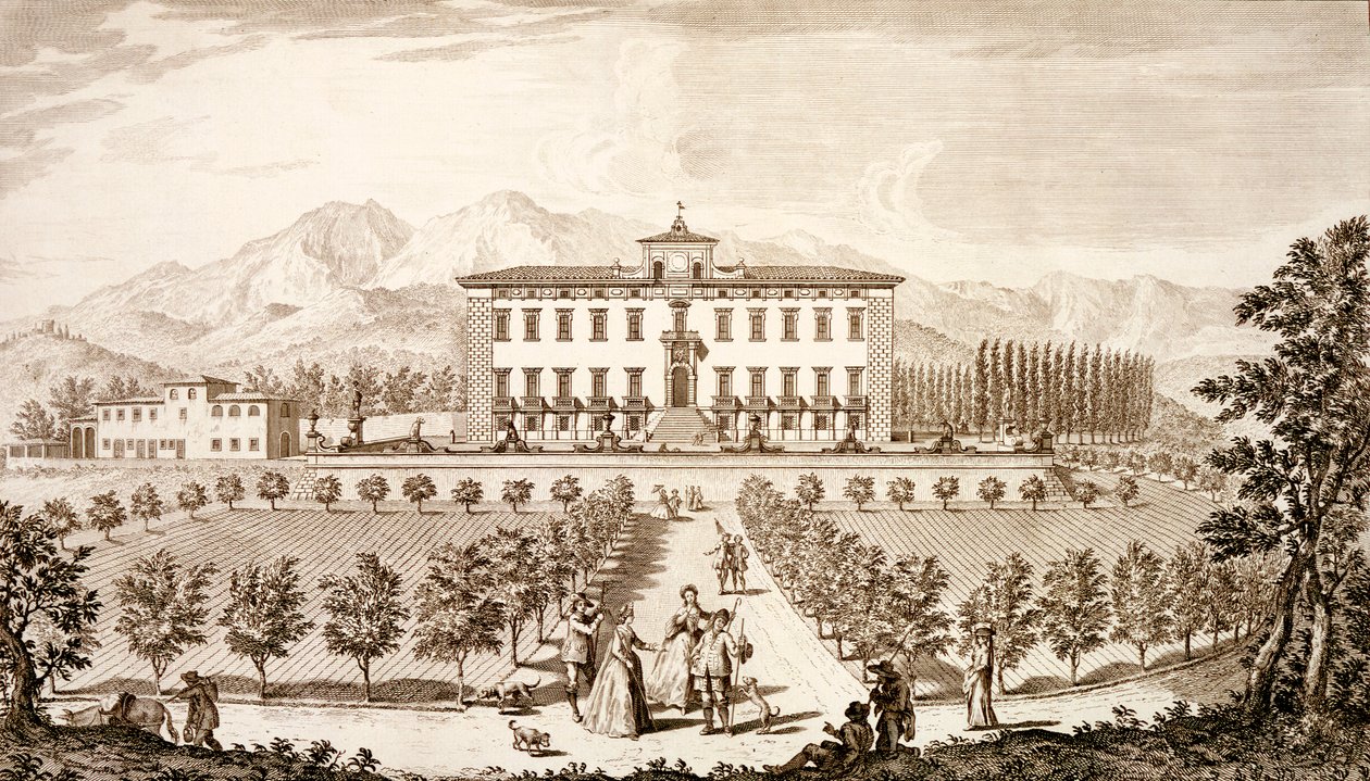 Utsikt över Villa del Barone, från "Views of Toscany" av Giuseppe Bouchard, publicerad 1744-57 av Giuseppe Zocchi