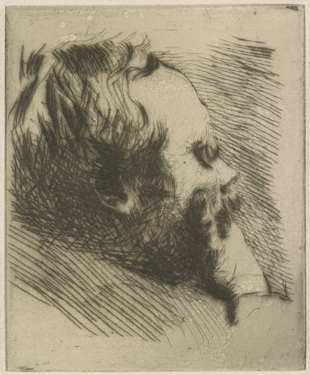 Porträtt av Edgar Degas, 1875 (torrnål) av Giuseppe de Nittis