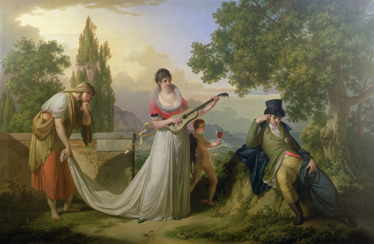 En romantisk allegorisk scen av Giuseppe or Josef Grassi