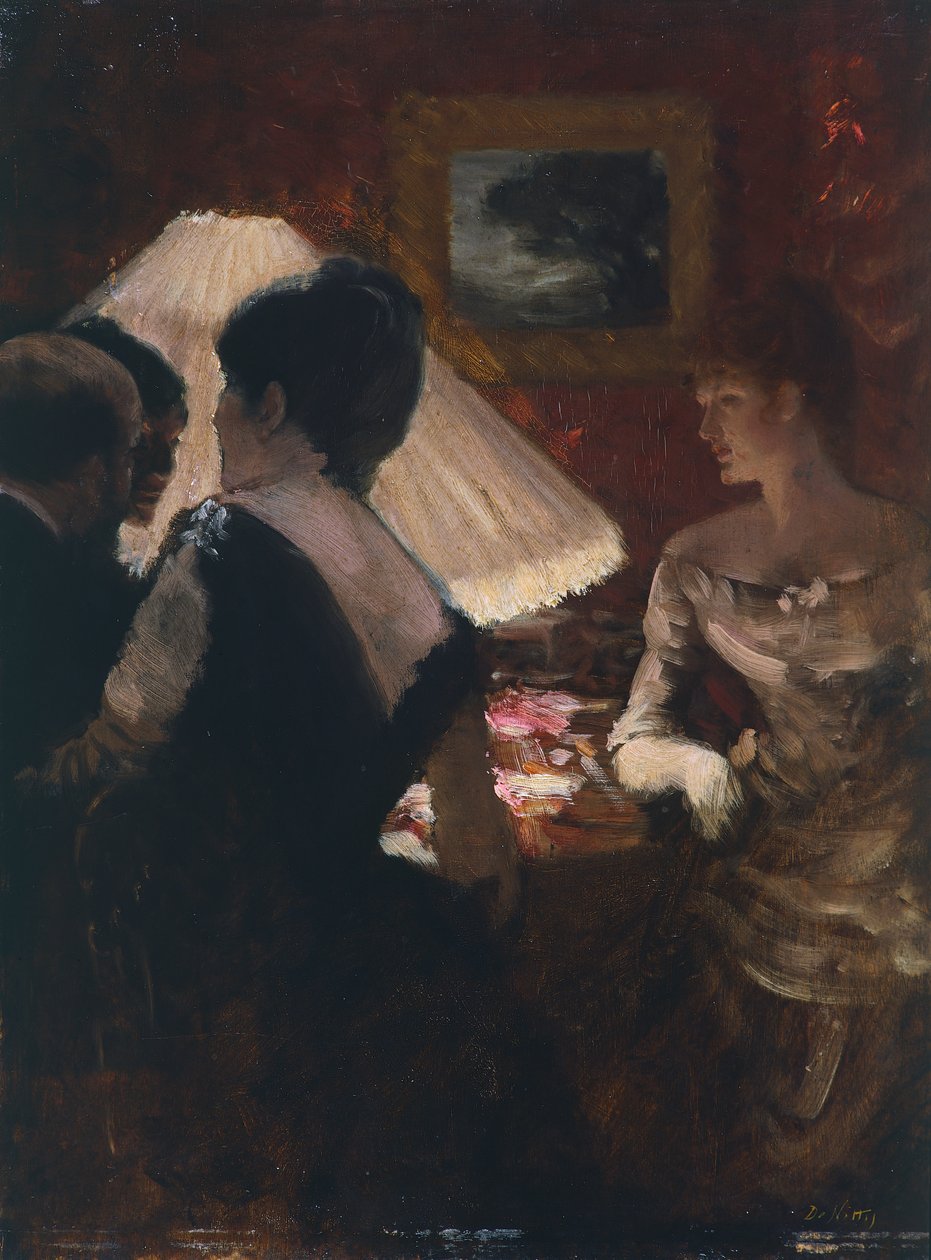 Runt lampskärmen av Giuseppe or Joseph de Nittis
